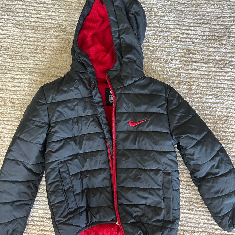 Nike Kids Black and Red Hooded Jacket